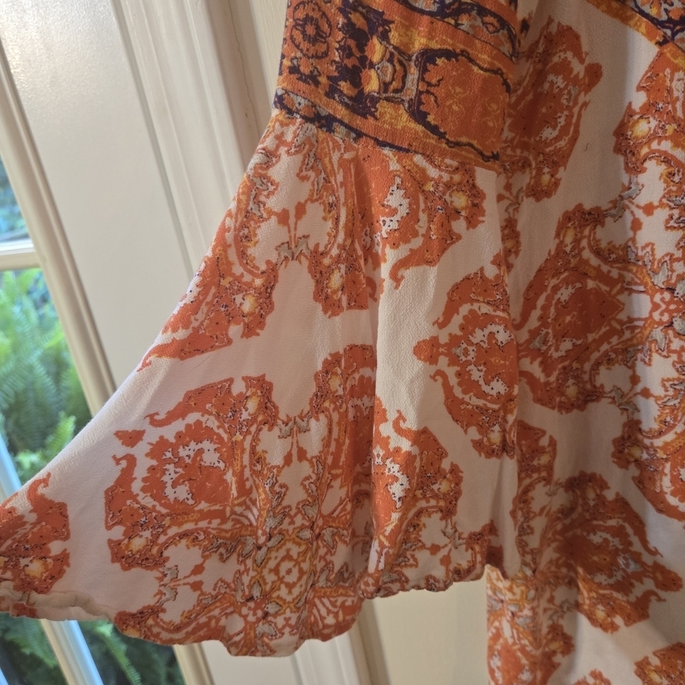 ✨️FREE PEOPLE✨️Flowy Magic Mystery Tunic Mini Dress Size Medium in Orange - Picture 12 of 13